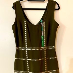 Sleeveless olive green mid thigh dress